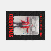 サンタハットのトランプ私はクリスマスファンのために家に帰る フリースブランケット (正面(横))