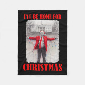 サンタハットのトランプ私はクリスマスファンのために家に帰る フリースブランケット