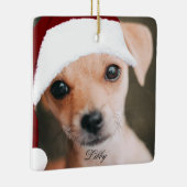 サンタハットのペットのカスタム写真パーソナライズされたc セラミックオーナメント (右)