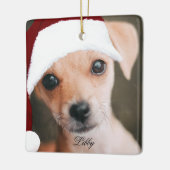 サンタハットのペットのカスタム写真パーソナライズされたc セラミックオーナメント (左)