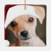サンタハットのペットのカスタム写真パーソナライズされたc セラミックオーナメント (裏面)