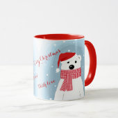 サンタハットのホッキョクグマパーソナライズされた。 マグカップ (正面右)