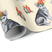 サンタハットのホリーキャンドルがかわいらしいクリスマスドッグ ラッピングペーパー (ロールコーナー)