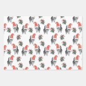 サンタハットのミョークリスマスを飾ったかわいい猫 ラッピングペーパーシート (正面)