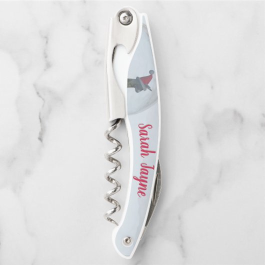 サンタハットのラマ名クリスマスコルクねじ ソムリエナイフ (正面)