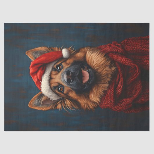 サンタハットの切り離しのドイツの羊飼い 薄葉紙 (正面)