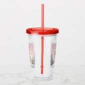 サンタハットの可愛いクリスマスの子犬 アクリルタンブラー (右)