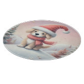 サンタハットの可愛いクリスマスの子犬 カッティングボード (角)