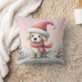 サンタハットの可愛いクリスマスの子犬 クッション (ブランケット)