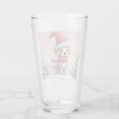 サンタハットの可愛いクリスマスの子犬 タンブラーグラス (裏面)