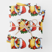 サンタハットの可愛いクリスマスダック ラッピングペーパーシート (インサイチュ)