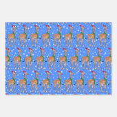 サンタハットの可愛いクリスマスベビーキリン ラッピングペーパーシート (正面3)