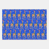 サンタハットの可愛いクリスマスベビーキリン ラッピングペーパーシート (正面)