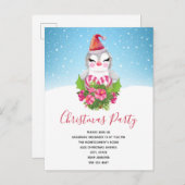 サンタハットの可愛いクリスマスペンギンクリスマスパーティー インビテーションポストカード (正面/裏面)