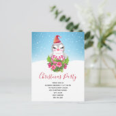 サンタハットの可愛いクリスマスペンギンクリスマスパーティー インビテーションポストカード (スタンド正面)