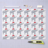 サンタハットの可愛いクリスマスホワイトゾウ 薄葉紙 (クラフト)