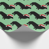 サンタハットの可愛いコルギクリスマスドッグシルエット ラッピングペーパー (角)