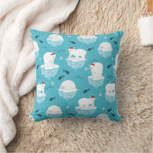 サンタハットの可愛いホッキョクグマのクリスマスパターン クッション (ブランケット)