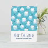サンタハットの可愛いホッキョクグマのクリスマスパターン シーズンカード (スタンド正面)