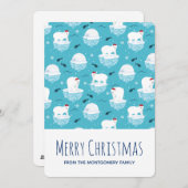 サンタハットの可愛いホッキョクグマのクリスマスパターン シーズンカード (正面/裏面)