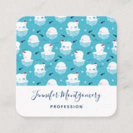 サンタハットの可愛いホッキョクグマのクリスマスパターン スクエア名刺