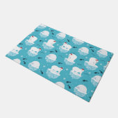 サンタハットの可愛いホッキョクグマのクリスマスパターン ドアマット (アングル)