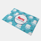 サンタハットの可愛いホッキョクグマのクリスマスパターン ドアマット (アングル)