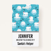 サンタハットの可愛いホッキョクグマのクリスマスパターン バッジ (裏面)