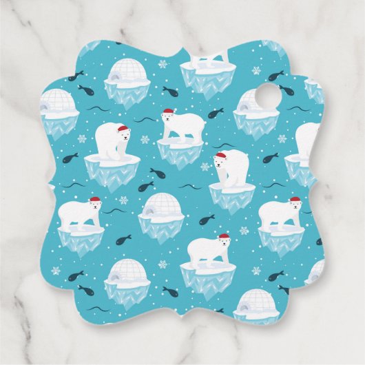 サンタハットの可愛いホッキョクグマのクリスマスパターン フェイバータグ (裏面)