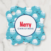 サンタハットの可愛いホッキョクグマのクリスマスパターン フェイバータグ (正面)