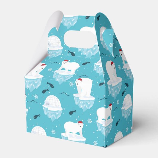 サンタハットの可愛いホッキョクグマのクリスマスパターン フェイバーボックス (裏面サイド)