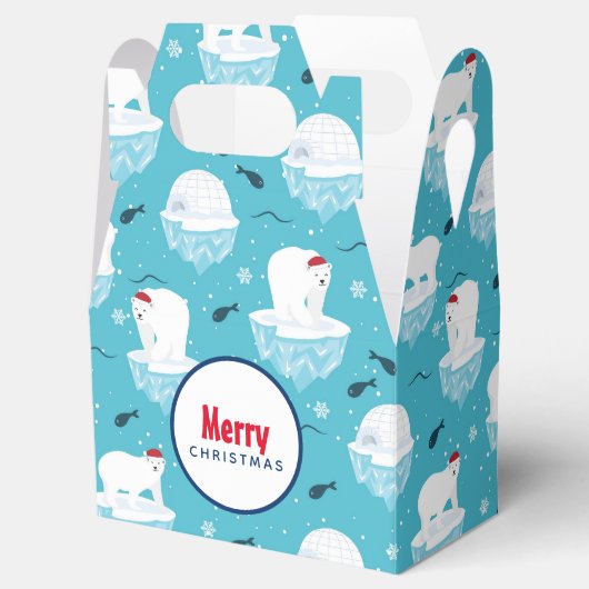 サンタハットの可愛いホッキョクグマのクリスマスパターン フェイバーボックス (オープン)