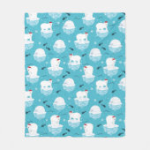 サンタハットの可愛いホッキョクグマのクリスマスパターン フリースブランケット (正面)