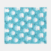 サンタハットの可愛いホッキョクグマのクリスマスパターン フリースブランケット (正面(横))