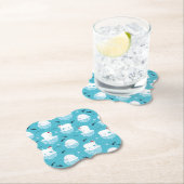 サンタハットの可愛いホッキョクグマのクリスマスパターン ペーパーコースター (インサイチュ)