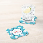 サンタハットの可愛いホッキョクグマのクリスマスパターン ペーパーコースター (インサイチュ)