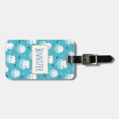 サンタハットの可愛いホッキョクグマのクリスマスパターン ラゲッジタグ (正面横)