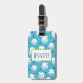 サンタハットの可愛いホッキョクグマのクリスマスパターン ラゲッジタグ (正面縦)