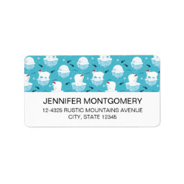 サンタハットの可愛いホッキョクグマのクリスマスパターン ラベル