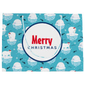 サンタハットの可愛いホッキョクグマのクリスマスパターン ラージペーパーバッグ (裏面)