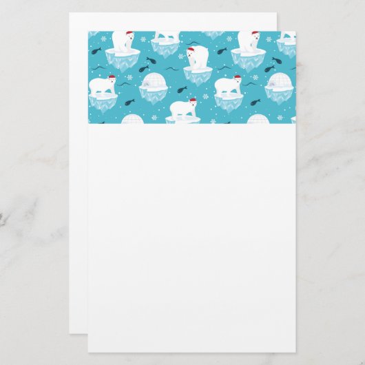 サンタハットの可愛いホッキョクグマのクリスマスパターン 便箋 (正面/裏面)