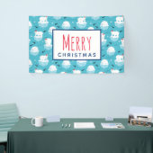 サンタハットの可愛いホッキョクグマのクリスマスパターン 横断幕 (トレードショー)