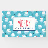 サンタハットの可愛いホッキョクグマのクリスマスパターン 横断幕 (横)