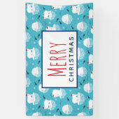 サンタハットの可愛いホッキョクグマのクリスマスパターン 横断幕 (縦)