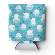 サンタハットの可愛いホッキョクグマのクリスマスパターン