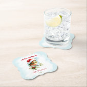 サンタハットの可愛いロビンクラシッククリスマス ペーパーコースター (インサイチュ)