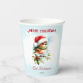 サンタハットの可愛いロビンクラシッククリスマス 紙コップ (裏面)