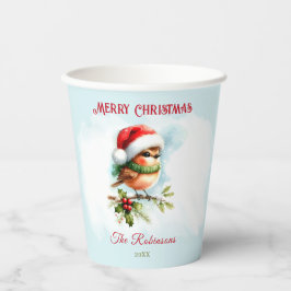 サンタハットの可愛いロビンクラシッククリスマス 紙コップ