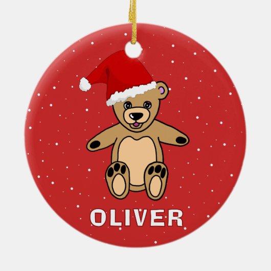 サンタハットの名を冠したかわいいテディベア セラミックオーナメント (裏面)