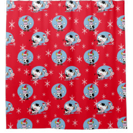 サンタハットの国のクリスマス牛 シャワーカーテン